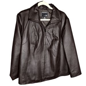 Genuine leather east 5th women's jacket black leather with black lining size 1x